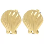 Orecchini conchiglia 22 mm - Dorato con oro fino x2