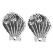 Orecchini perno conchiglia 22 mm - Placcatura in argento fino antico x2