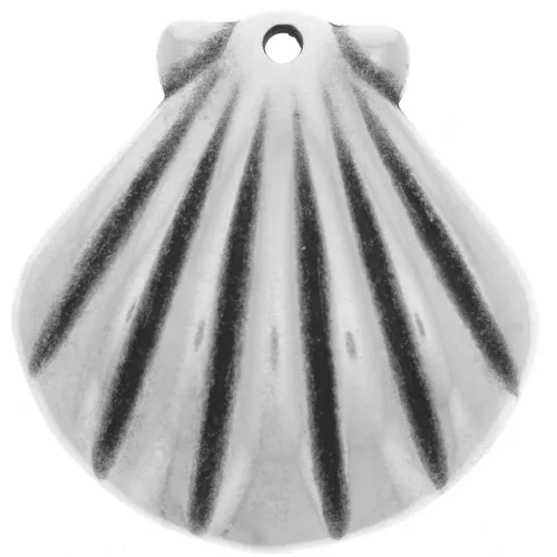 Pendente a forma di conchiglia 31,5x30,5 mm - Placcatura in argento antico x1
