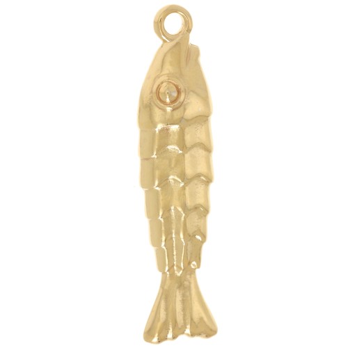 Pendente a forma di pesce 32,5x7 mm - Dorato con oro fino x1