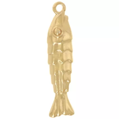 Pendente a forma di pesce 32,5x7 mm - Dorato con oro fino x1