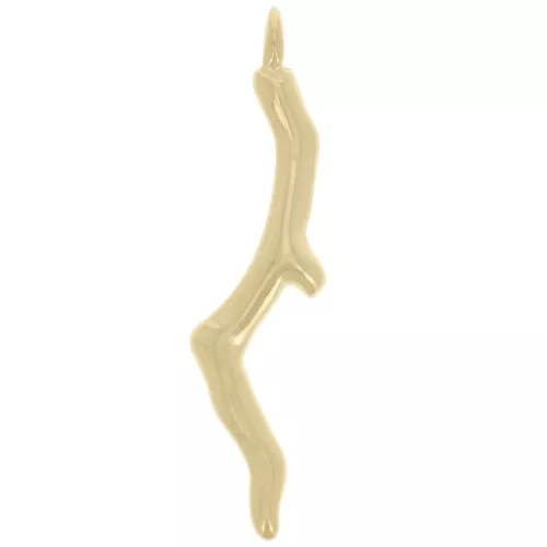 Pendente in corallo 28x6,5 mm - Dorato con oro fino x1