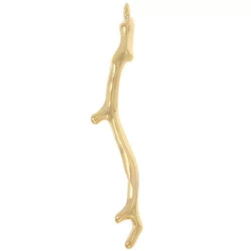 Pendente in corallo 49x9 mm - Dorato con oro fino x1