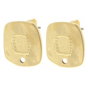 Orecchini quadrati irregolari martellati 15x14 mm - Dorato con oro fino x2|raw }}
