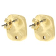 Orecchini quadrati irregolari martellati 15x14 mm - Dorato con oro fino x2