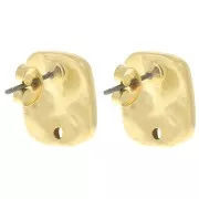 Orecchini quadrati irregolari martellati 15x14 mm - Dorato con oro fino x2