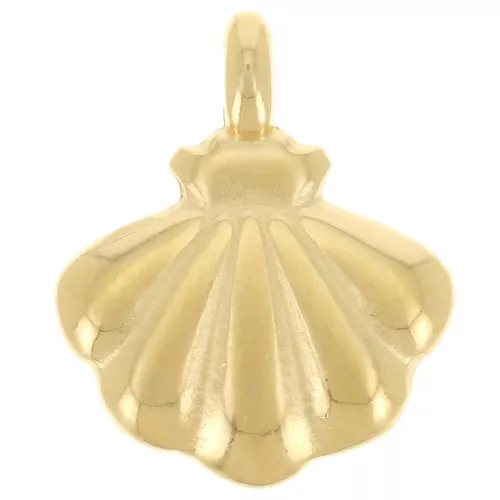 Ciondolo conchiglia 14x12 mm - Dorato con oro fino x1