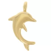 Ciondolo a forma di delfino 16x9 mm - Dorato in oro fino x1