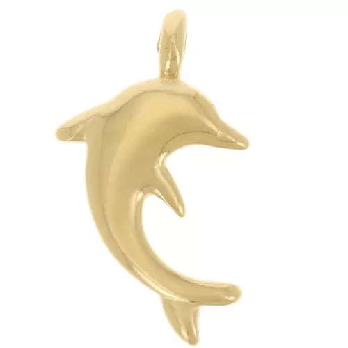 Ciondolo a forma di delfino 16x9 mm - Dorato in oro fino x1