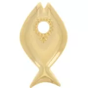 Pendente a forma di pesce 22x13 mm - Dorato con oro fino x1