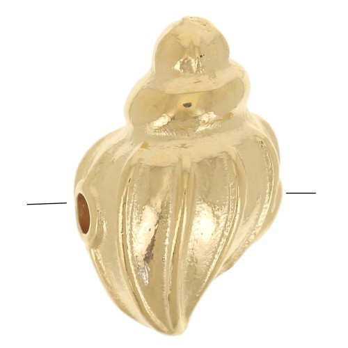 Perla conchiglia 12x7 mm - Dorato con oro fino x1