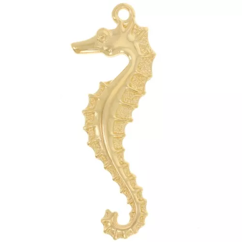 Ciondolo a forma di cavalluccio marino 41x15 mm - Dorato in oro fino x1