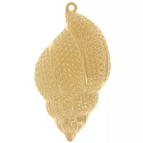 Ciondolo a forma di conchiglia 47x26 mm - Dorato in oro fino x1