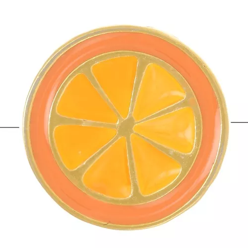 Perla arancione da 12,5 mm con resina epossidica - Dorata con oro fino - Arancione x1