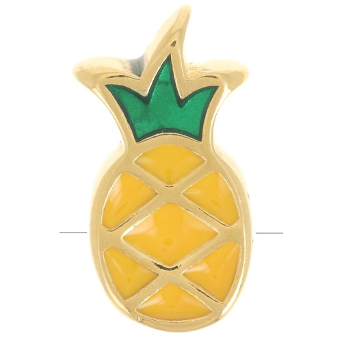 Perla ananas 14x8 mm in resina epossidica - dorato oro fino - Giallo x1