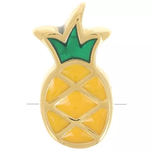 Perla ananas 14x8 mm in resina epossidica - dorato oro fino - Giallo x1