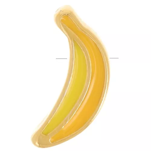Perla banana 14,5x9 mm con resina epossidica - Dorata con oro fino - Giallo x1