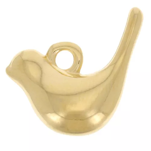 Ciondolo a forma di uccello - 11x16 mm - Dorato in oro fino x1