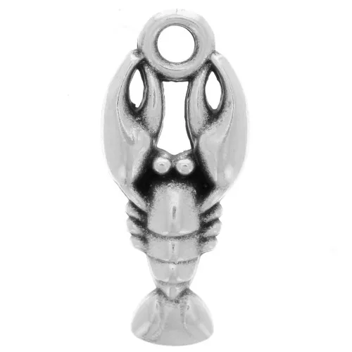 Ciondolo a forma di aragosta 18x8 mm - Placcatura in argento fino antico x1