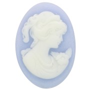 Cameo in resina 18x13 mm - lato destro - Sky Blue x1