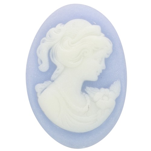 Cameo in resina 18x13 mm - lato destro - Sky Blue x1