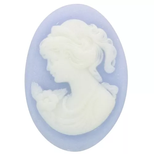Cammeo in resina 18x13 mm - lato sinistro - Sky Blue x1