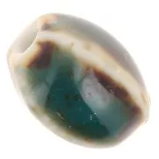 Beige - Perline ovali in ceramica 13x9 mm - Blu Verde - Beige marmorizzato x10 Perline ovali in ceramica 13x9 mm - Blu Verde - Beige marmorizzato x10