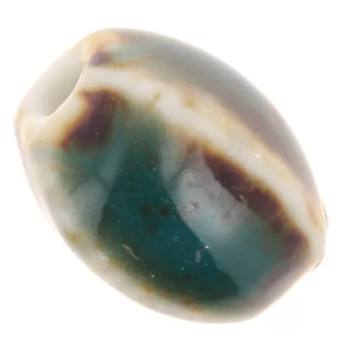 Perline ovali in ceramica 13x9 mm - Blu Verde - Beige marmorizzato x10