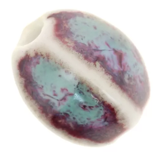 Perline ovali in ceramica 13x9 mm - Blu - Viola - Beige marmorizzato x10