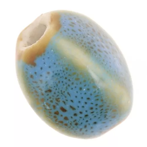 Perline ovali in ceramica 13x9 mm - Blu - Beige marmorizzato x10