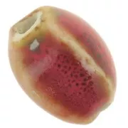 Rosso - Perline ovali in ceramica 13x9 mm - Rosso - marrone marmorizzato x10 Perline ovali in ceramica 13x9 mm - Rosso - marrone marmorizzato x10