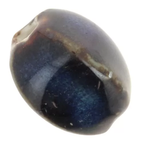 Perline ovali in ceramica 13x9 mm - Blu notte - Marrone scuro marmorizzato x10