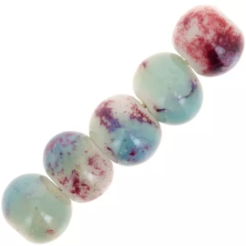 Perle rondelle in ceramica 7x5 mm - Blu - Viola - Beige marmorizzato x20