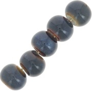 Perline rondelle in ceramica 7x5 mm - Blu notte - Marrone scuro marmorizzato x20|raw }}