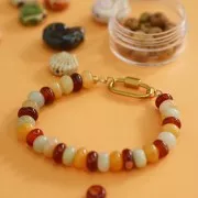 Perle rondelle Heishi 8x5 mm Pietra semipreziosa di giada colorata - Giallo x15