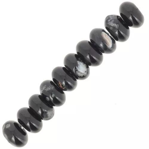 Perla rondelle Heishi 8x5 mm pietra semipreziosa - Agata nera x15