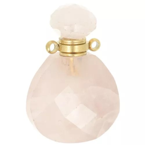 Pendente per bottiglia di profumo in pietra semipreziosa 25x17 mm - Quarzo rosa x1