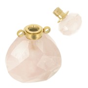 Pendente per bottiglia di profumo in pietra semipreziosa 25x17 mm - Quarzo rosa x1