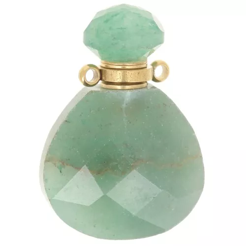 Pendente a forma di bottiglia di profumo in pietra semipreziosa 25x17 mm - Avventurina x1