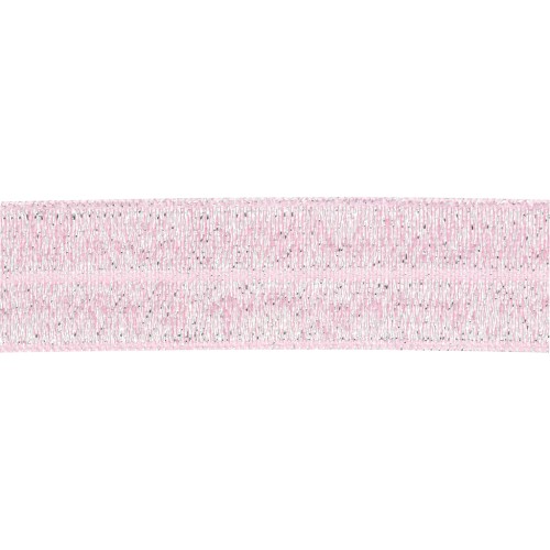 Nastro elastico piatto da 16 mm - Glitter rosa chiaro x1m