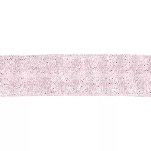Nastro elastico piatto da 16 mm - Glitter rosa chiaro x1m