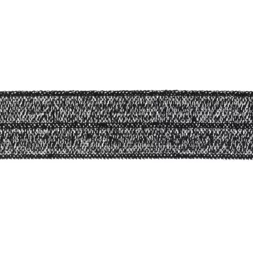 Nastro elastico piatto da 16 mm - Nero glitter x1m