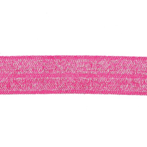 Nastro elastico piatto da 16 mm - Fucsia glitter x1m
