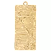 Pendenti rettangolari martellati con effetto plissettato 34,5x15 mm - Acciaio inossidabile 316 Dorato x2