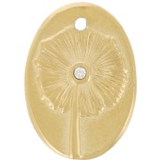 Pendente ovale 20x14 mm - motivo floreale con strass - Acciaio inossidabile 316L Dorato x1