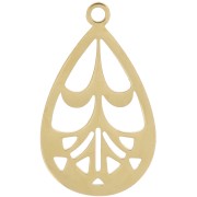 Pendente traforato 20x12 mm - Acciaio inossidabile 316L Dorato x1