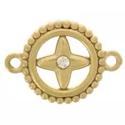 Distanziatore rotondo da 10 mm - motivo a stella con strass - acciaio inossidabile 304L Dorato x1