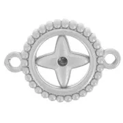 Distanziatore rotondo da 10 mm - motivo a stella con strass - acciaio inox 304L x1
