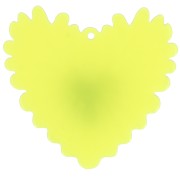 Pendente cuore in rilievo 37x39mm in acrilico Giallo fluorescente Glitter verde x1