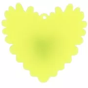 Pendente cuore in rilievo 37x39mm in acrilico Giallo fluorescente Glitter verde x1